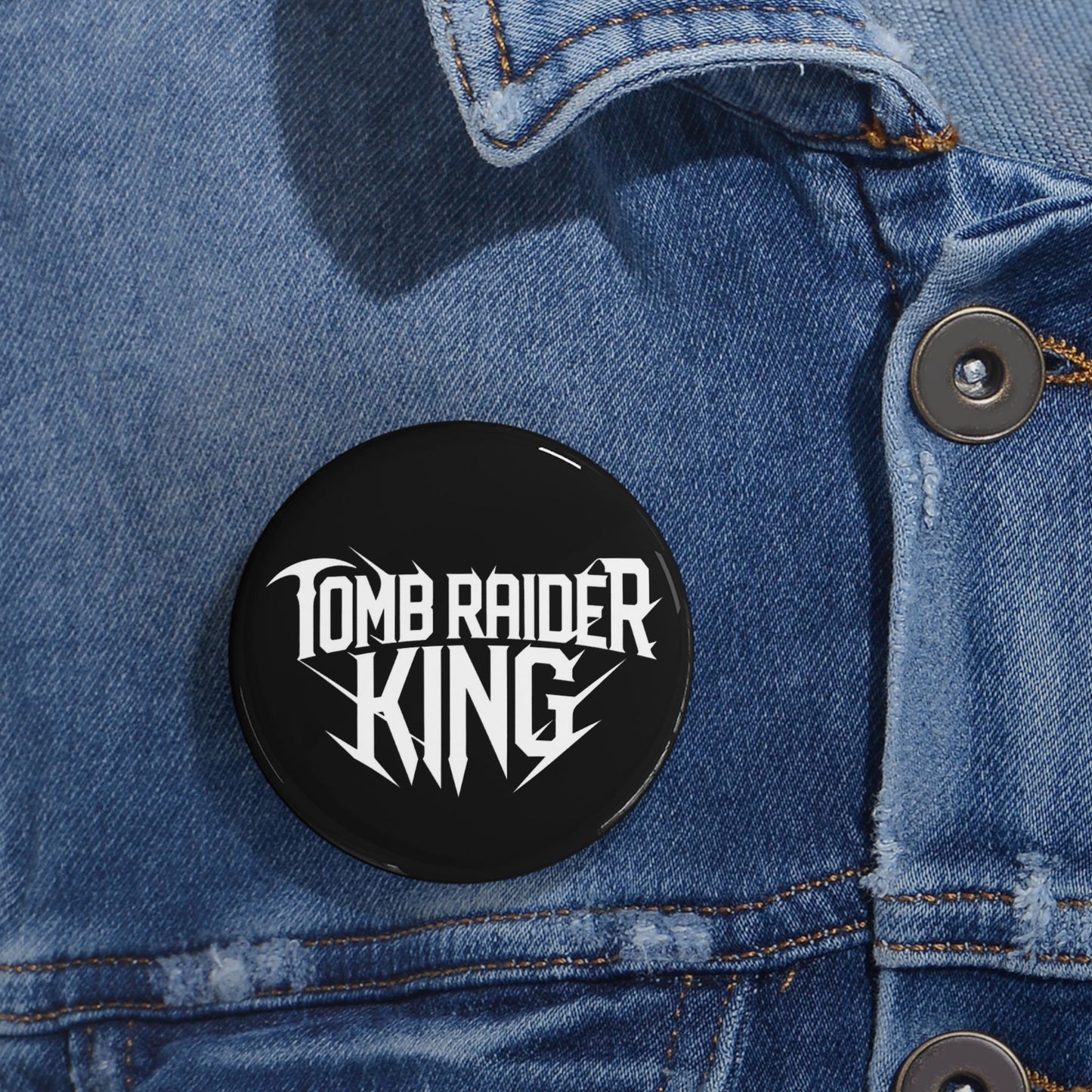 Tomb Raider King Logo Button Pin